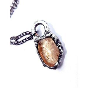 Citrine crystal Necklace handmade gothic metalwork fantasy jewelry